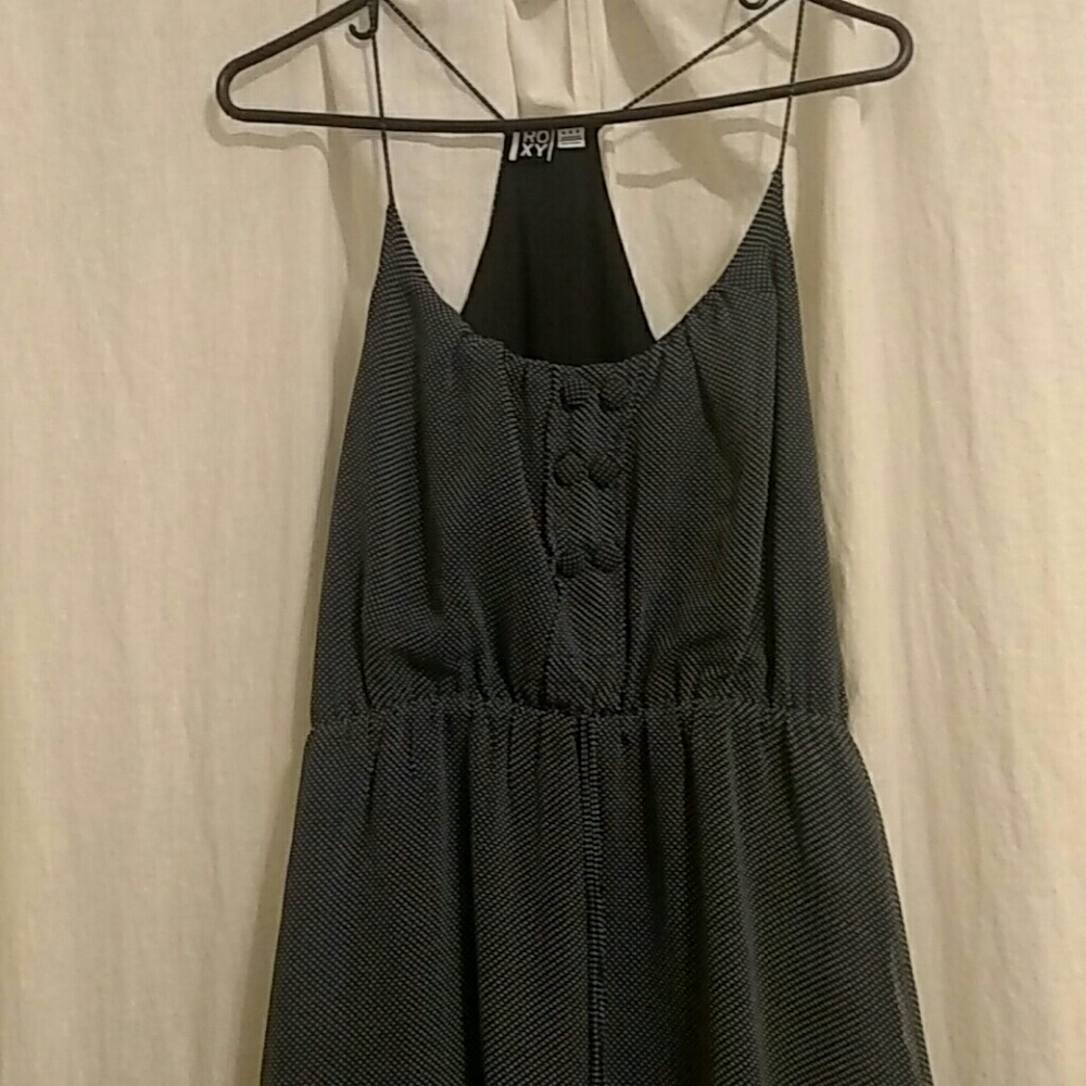 Roxy navy blue ans white polka dot lined dress